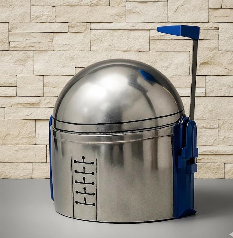 Mandalorian Costume Helmet — Blue and Silver view 3