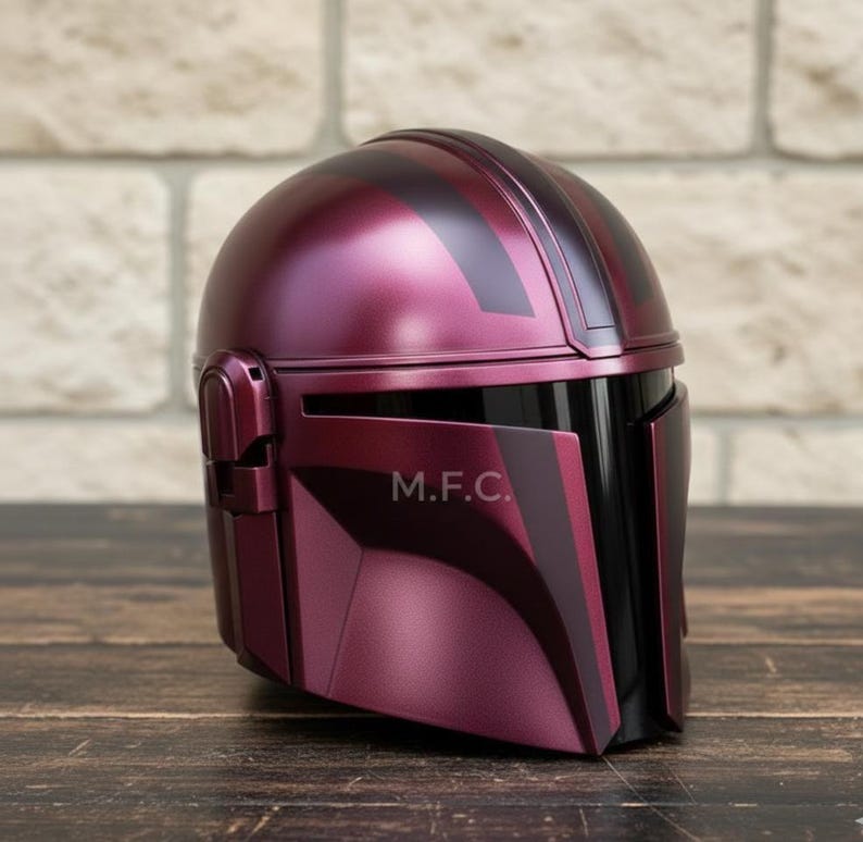 Mandalorian Custom Red Beskar Helmet — Cosplay Armor view 3