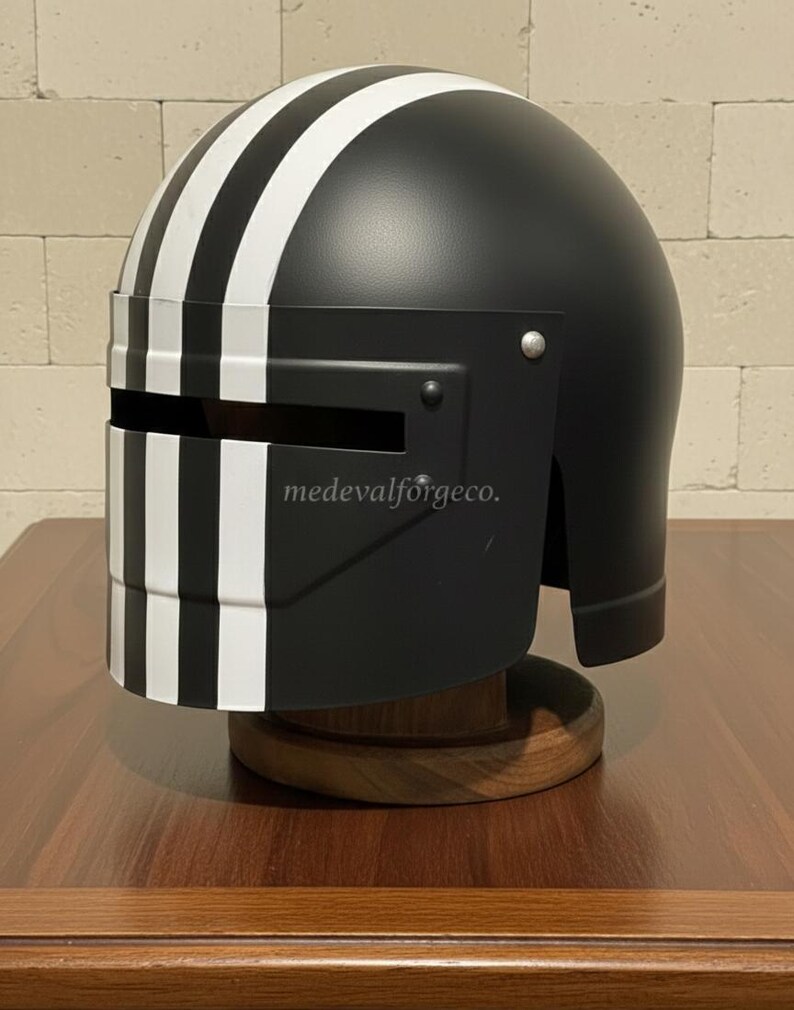 Black Crusader Stripe Helmet — Gothic Knight view 2
