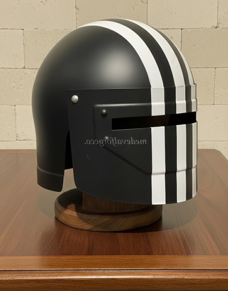 Black Crusader Stripe Helmet — Gothic Knight view 5