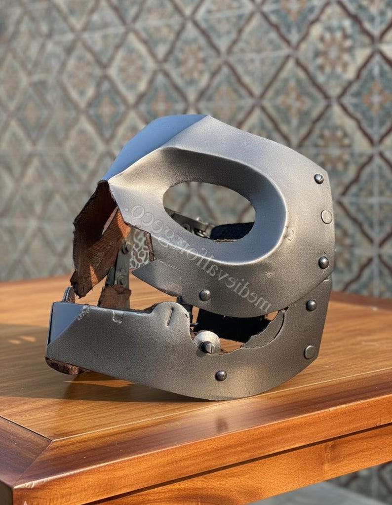 Medieval LARP Face Mask — Adjustable Armored Steel view 2