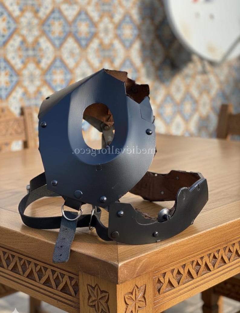 Medieval LARP Face Mask — Adjustable Armored Steel view 4