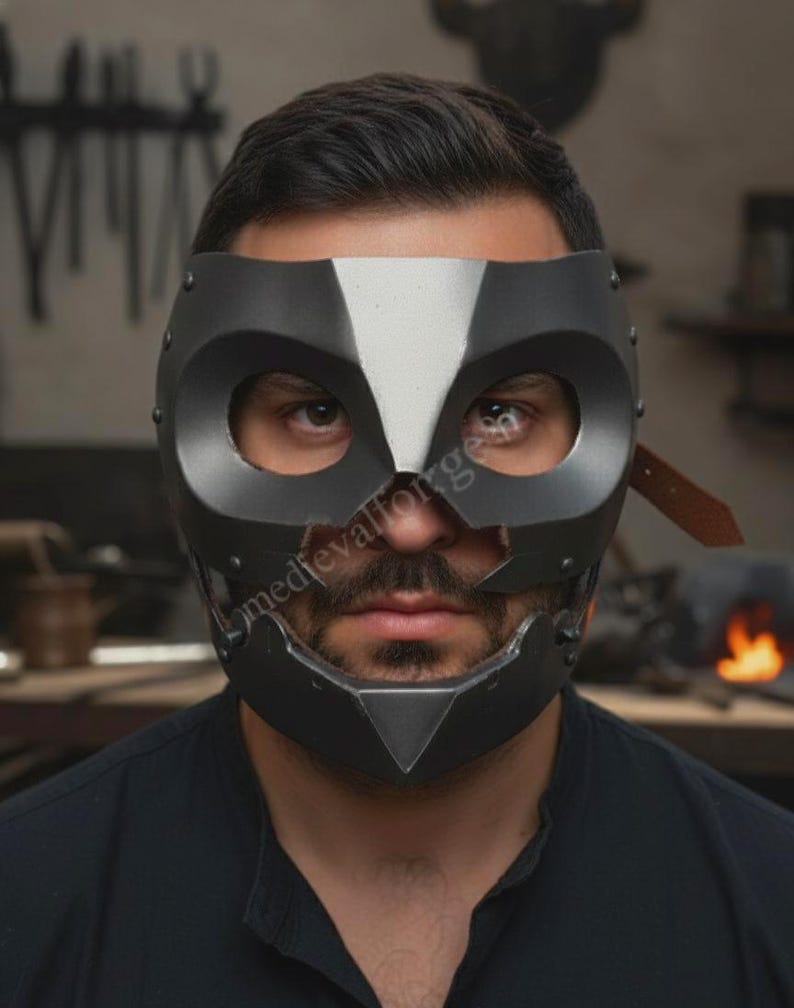 Medieval LARP Face Mask — Adjustable Armored Steel view 8