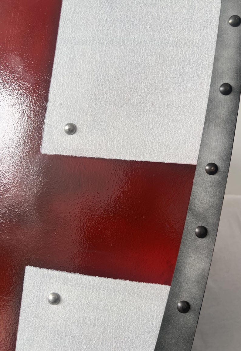 Handcrafted Crusader Knight Shield with Saint George Red Cross view 2