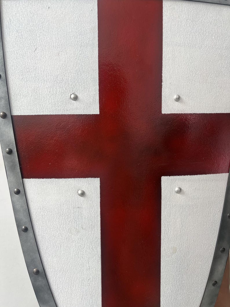 Handcrafted Crusader Knight Shield with Saint George Red Cross view 3