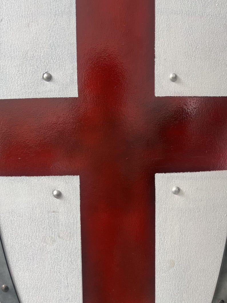 Handcrafted Crusader Knight Shield with Saint George Red Cross view 4