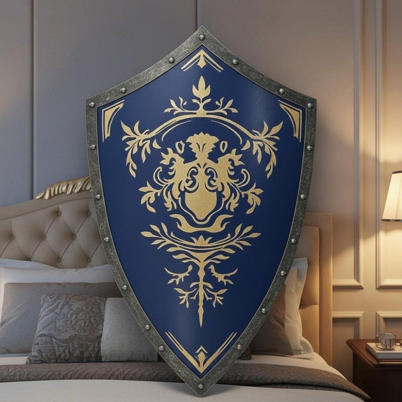Handcrafted Crusader Knight Heater Shield with Lion Emblem view 3