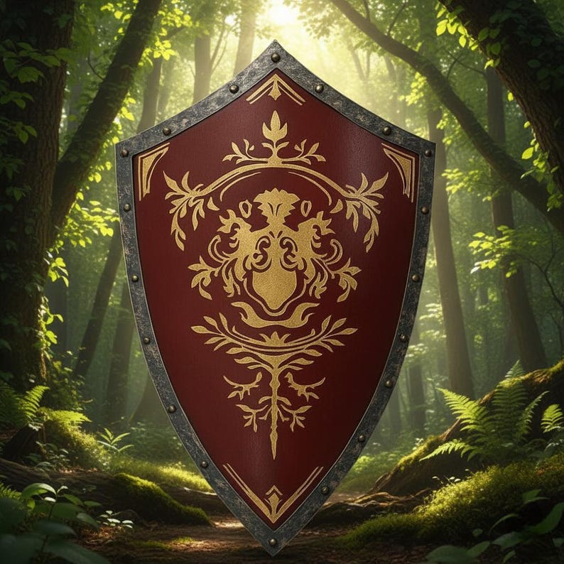 Handcrafted Crusader Knight Heater Shield with Lion Emblem view 5