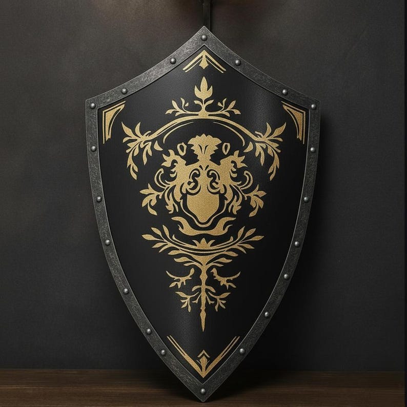 Handcrafted Crusader Knight Heater Shield with Lion Emblem view 8