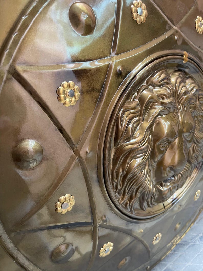 Lion Head Decorative Medieval Wall Shield with Royal Warrior view 5