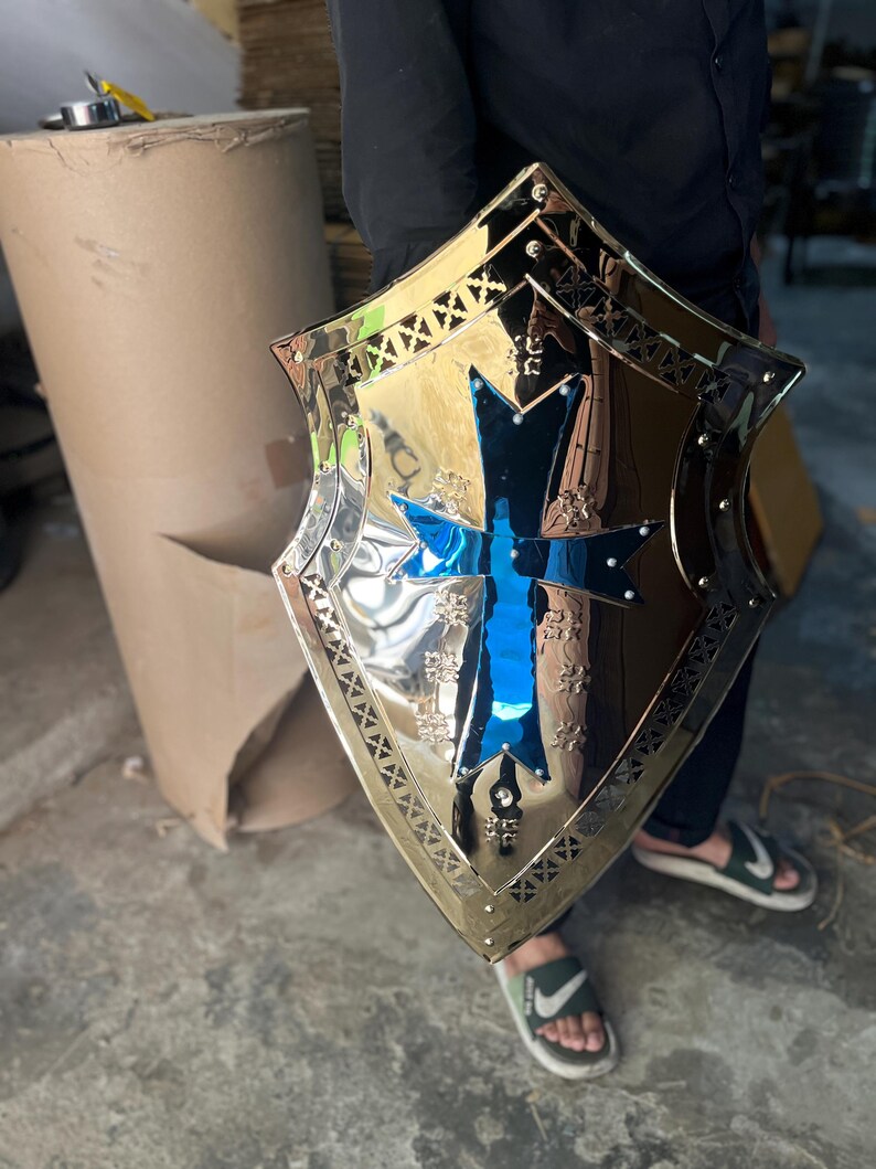 Templar Knight Stainless Steel Shield with Lightweight Handcrafted view 5