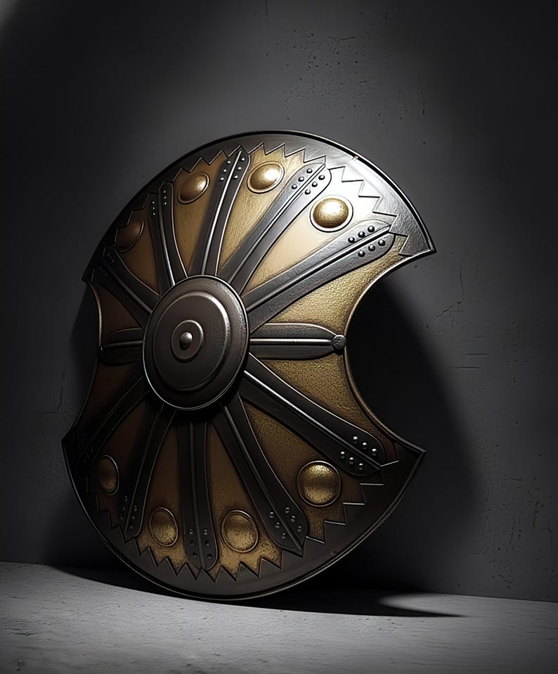 Handcrafted Medieval Shield Wall Art with Gothic Knight Décor view 3