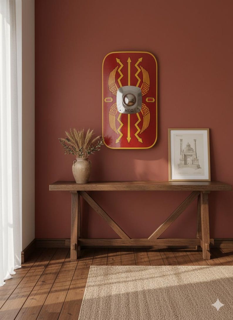 Roman Scutum Steel Shield with Legionnaire Gladiator Wall Décor view 3