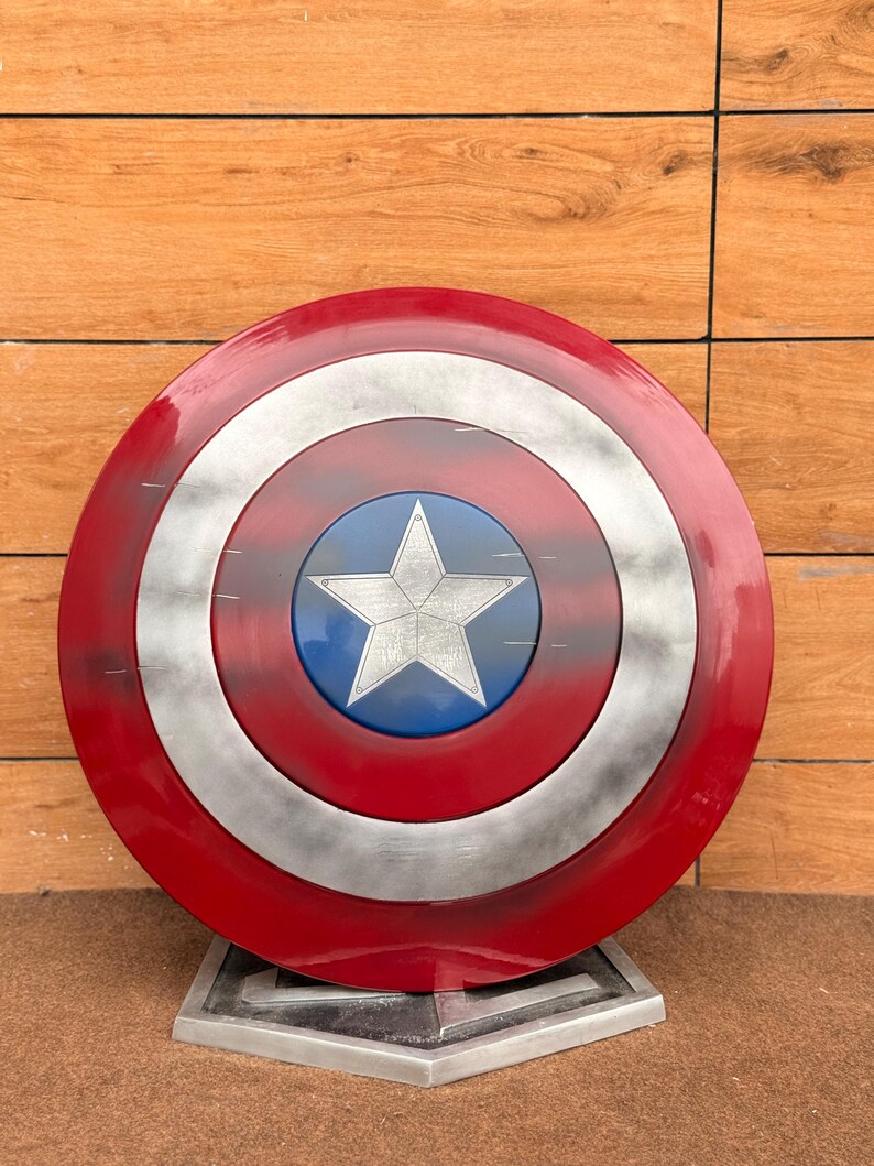 Damage Captain America Shield with Steel Steve Rogers view 2