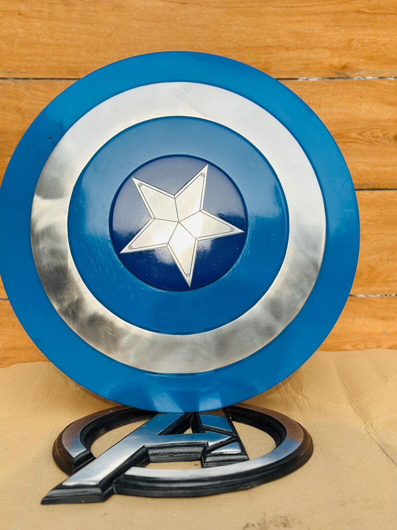 Blue Captain America Steel Shield with Steve Rogers Replica view 4