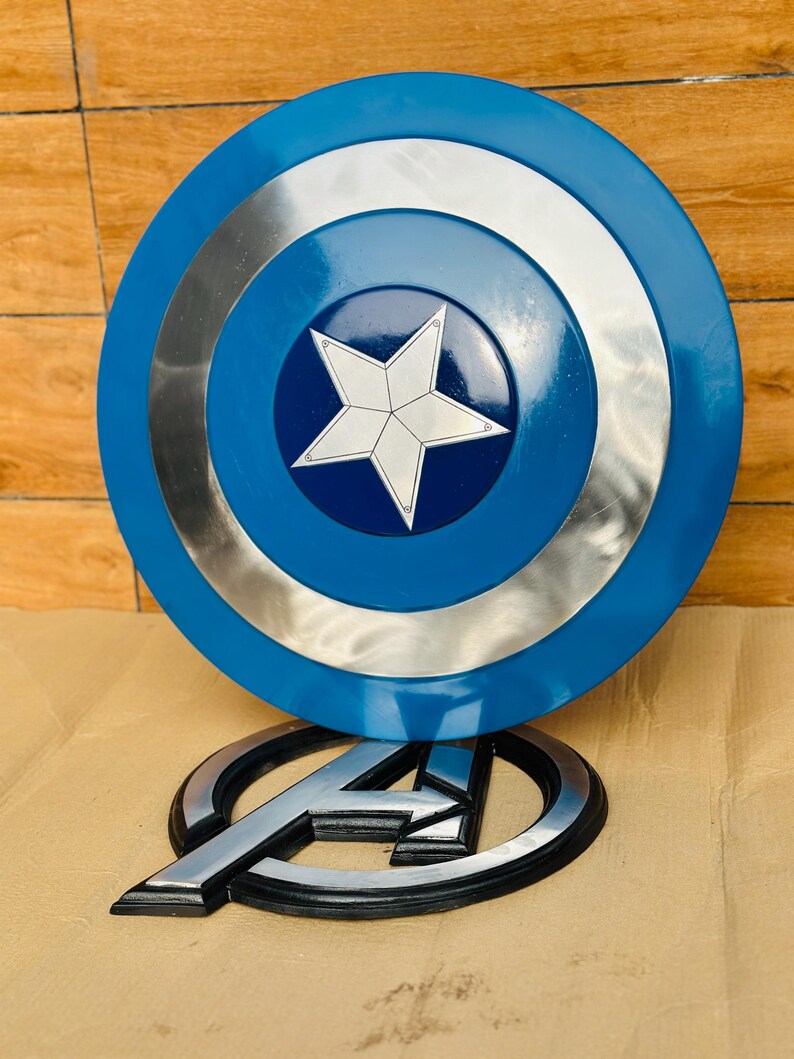 Blue Captain America Steel Shield with Steve Rogers Replica view 6