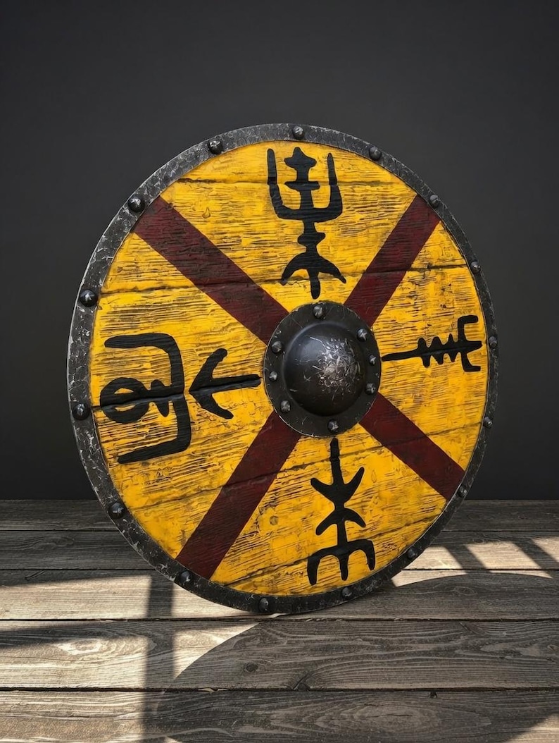 Handmade Viking Shield with Battleworn Norse Style view 4