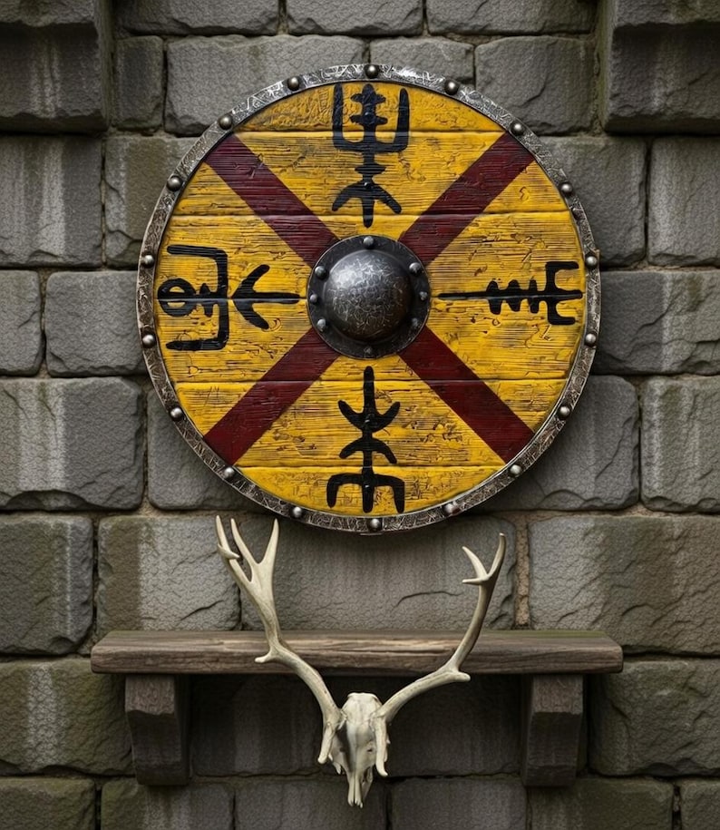 Handmade Viking Shield with Battleworn Norse Style view 7