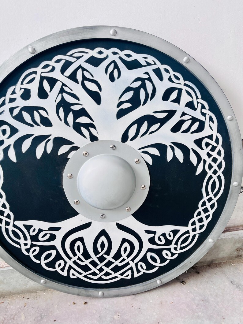 Medieval Viking Wooden Round Shield with Norse Design view 3
