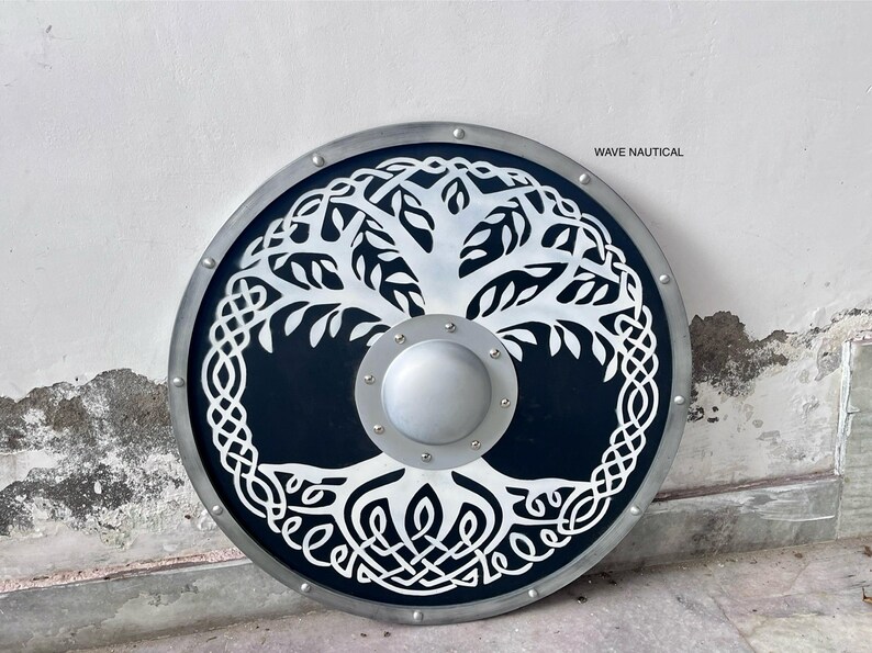 Medieval Viking Wooden Round Shield with Norse Design view 9