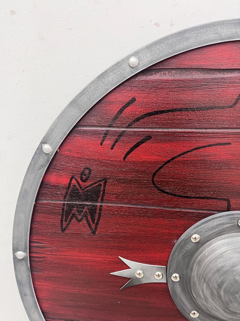 Medieval Viking Wooden Round Shield with Wall Art Variant view 9