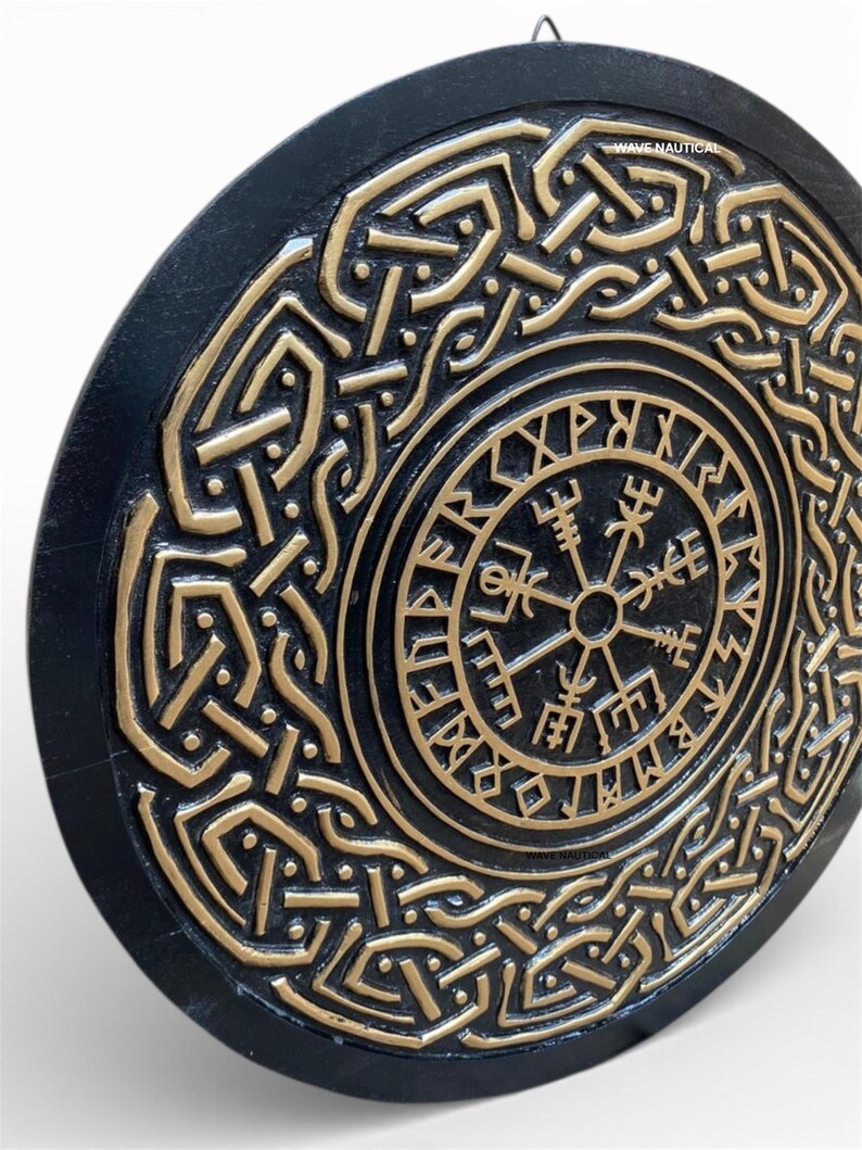 Medieval Viking Wooden Round Shield with Classic Norse view 5