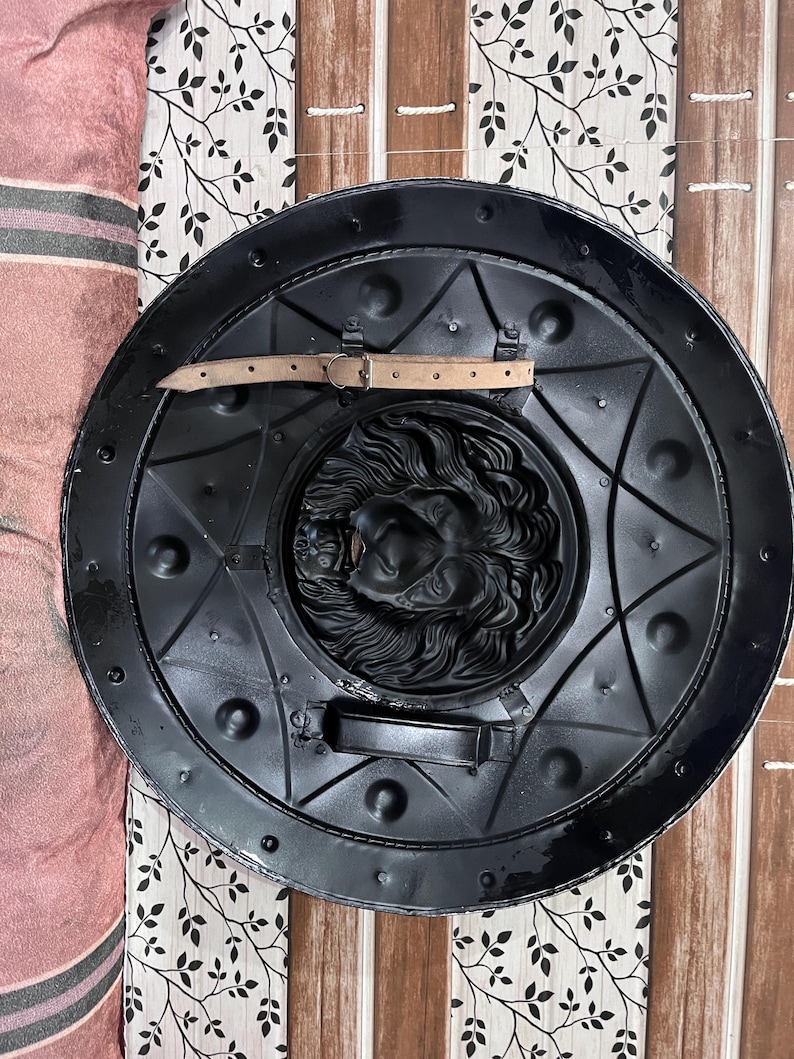 Medieval Antique Lion War Shield with Ancient Greek Round view 6