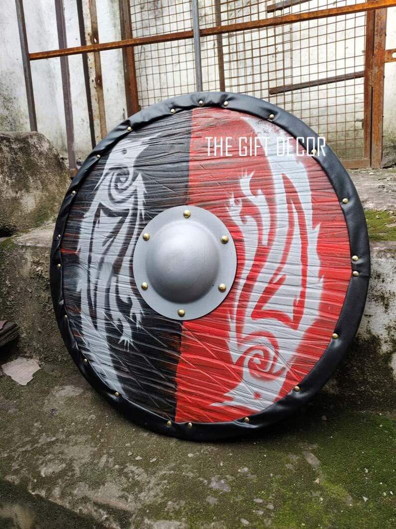 Viking Round Wooden Shield with Ragnar Battle Ready Wall Décor view 3