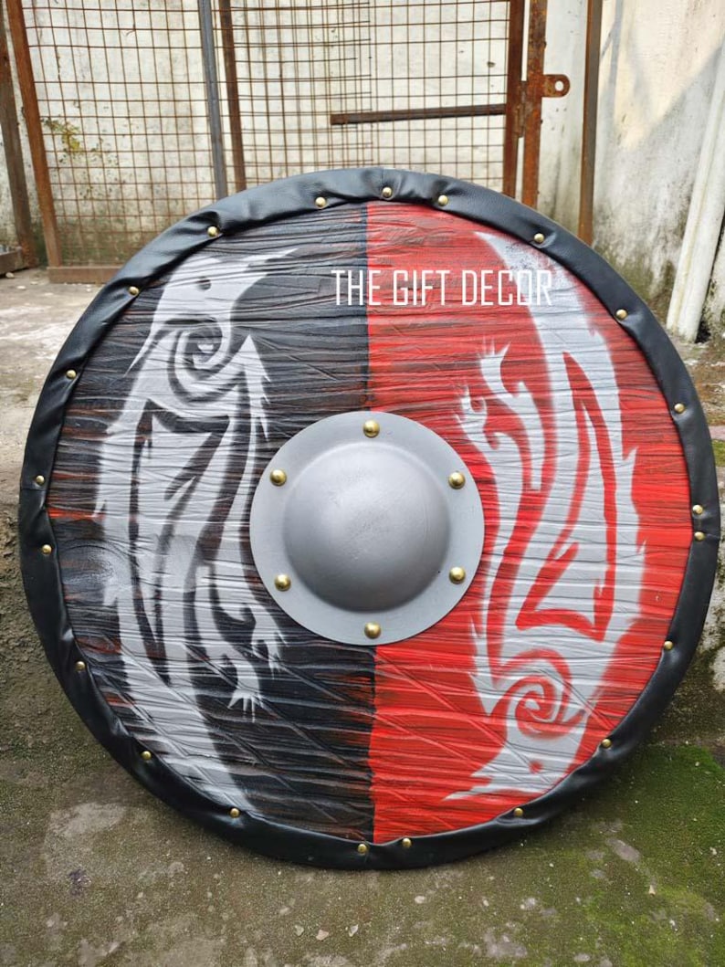 Viking Round Wooden Shield with Ragnar Battle Ready Wall Décor view 6