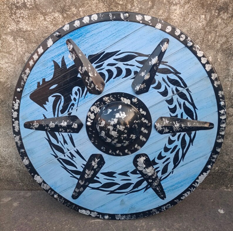 Viking Dragon Shield with Medieval Wooden Battle LARP, 24 Inch view 2