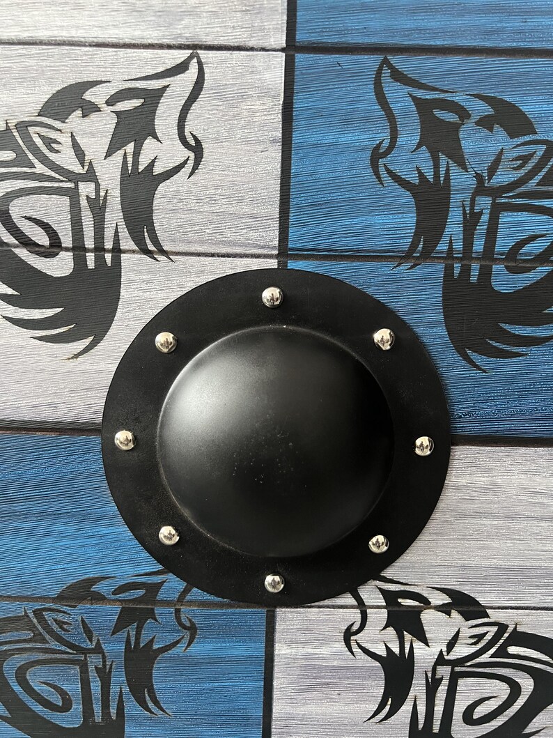 Handcrafted Viking Wolf Shield with Norse LARP Cosplay Prop view 5