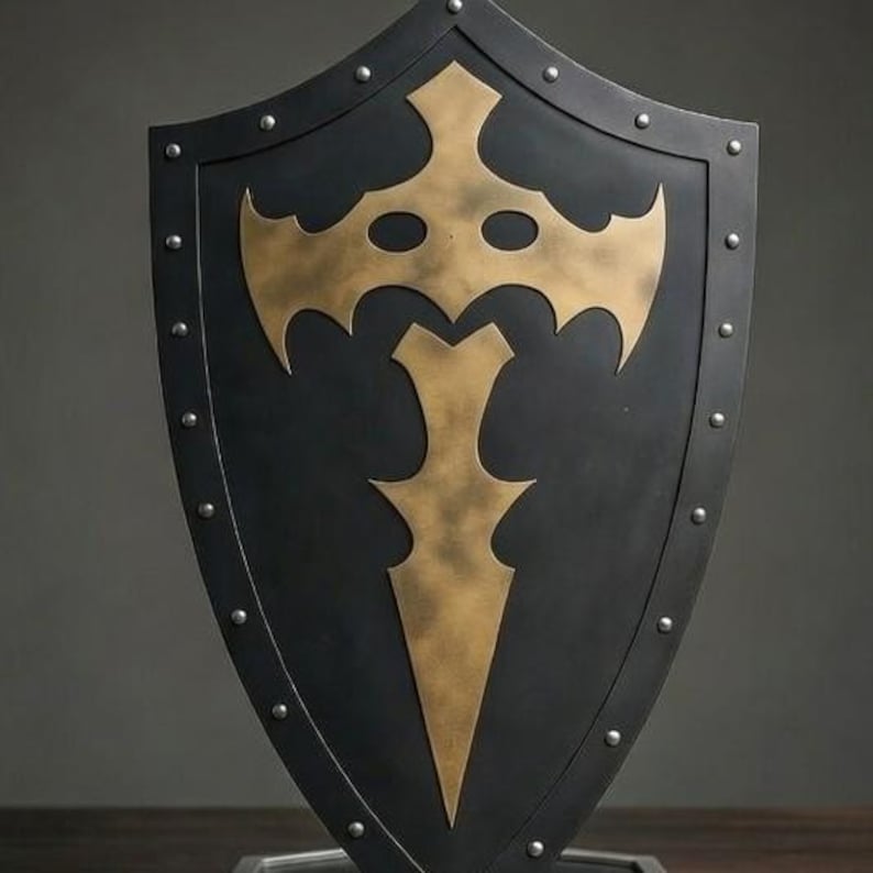 Handmade Wooden Knight Templar Shield with Bat-Inspired view 3