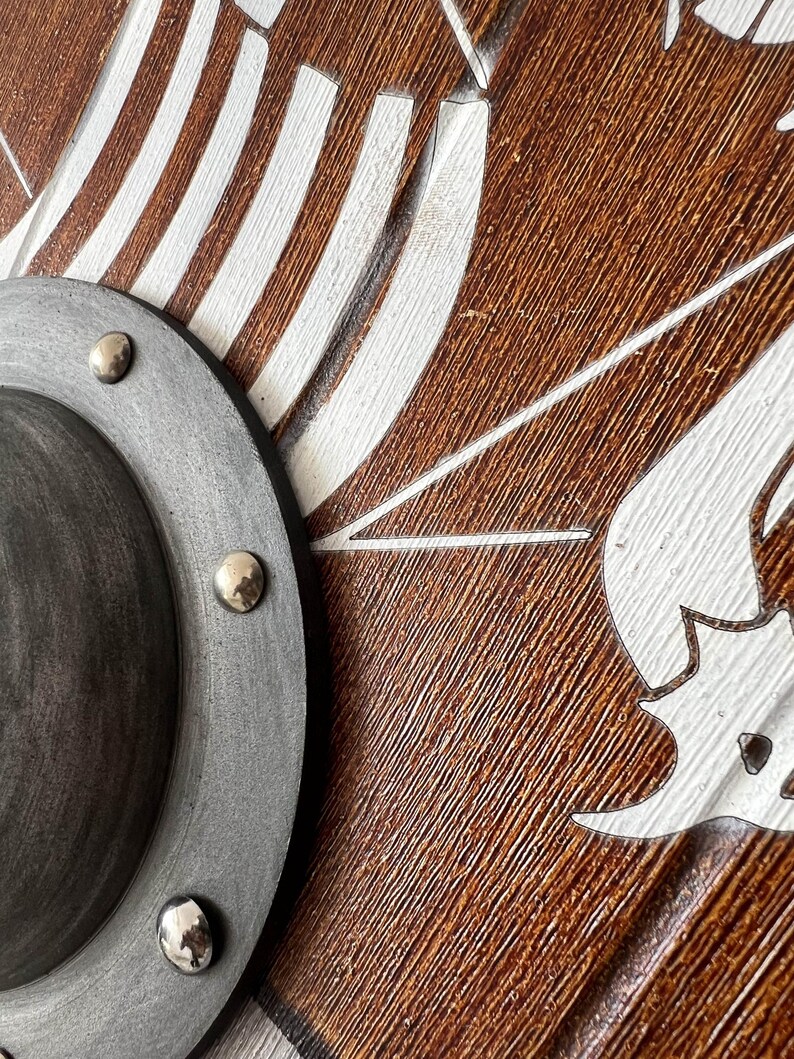 Viking Wooden Dragon Shield with Battle Shield with Steel Boss view 5