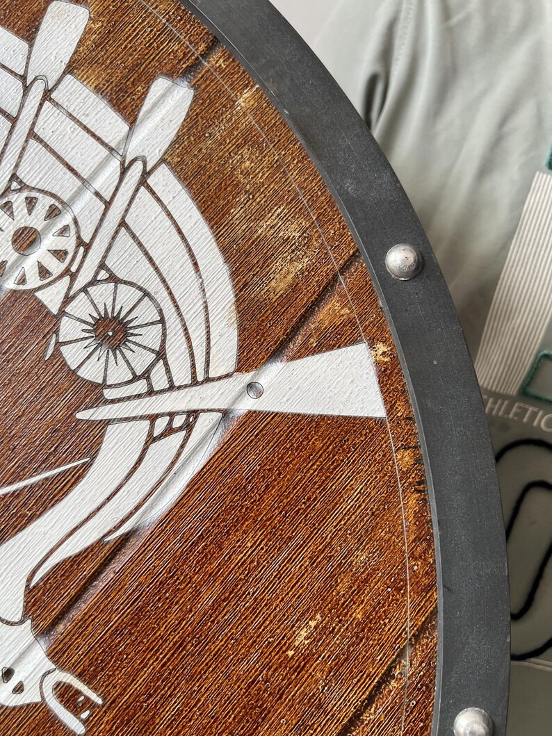 Viking Wooden Dragon Shield with Battle Shield with Steel Boss view 6