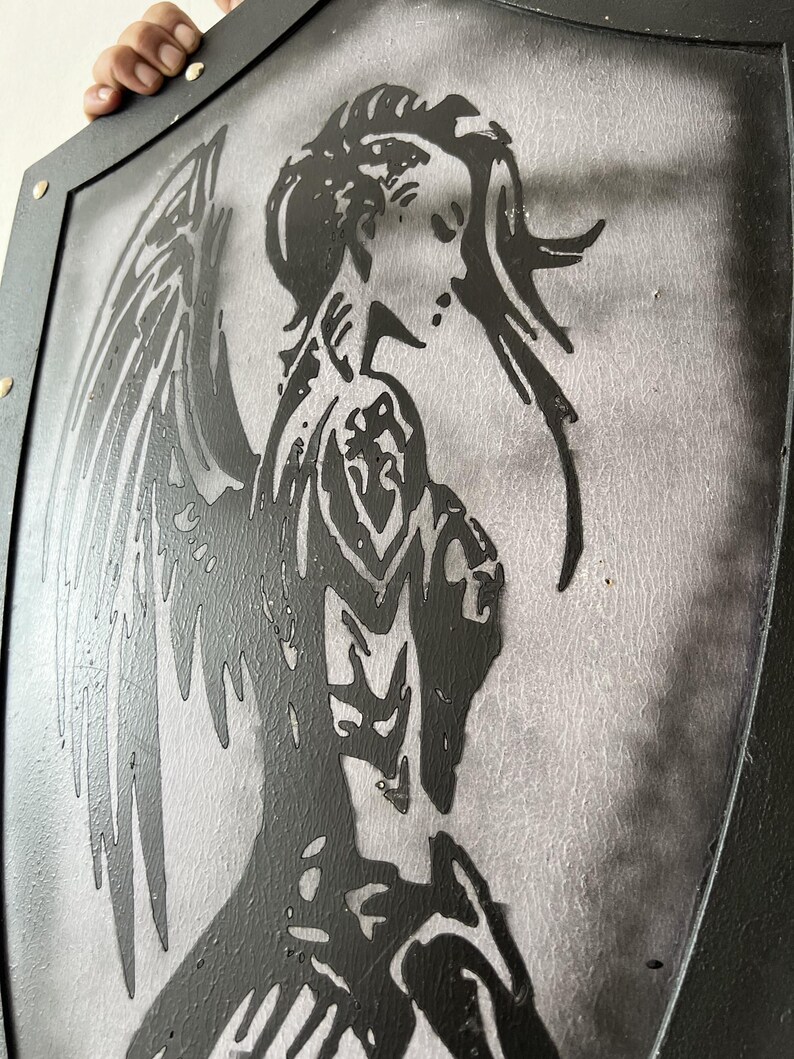 Handmade Gothic Angel Warrior Shield with Cosplay LARP Décor view 3