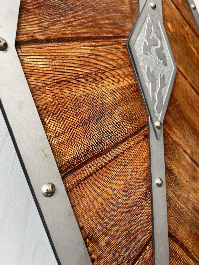Handcrafted Wooden Warrior Shield with Viking Cosplay Rustic Décor view 2