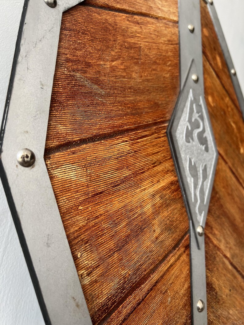 Handcrafted Wooden Warrior Shield with Viking Cosplay Rustic Décor view 3