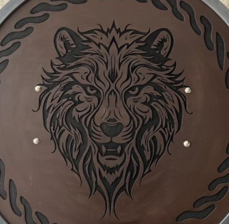 Engraved Viking Bear Shield with Celtic Knot Handmade Wooden view 2