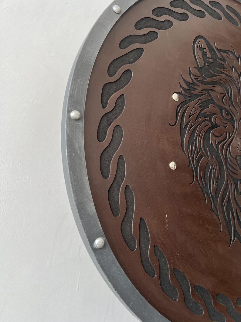 Engraved Viking Bear Shield with Celtic Knot Handmade Wooden view 3
