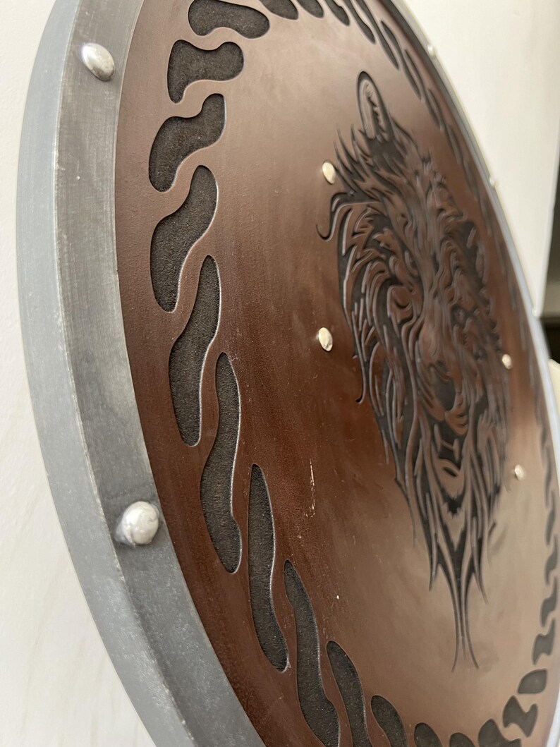 Engraved Viking Bear Shield with Celtic Knot Handmade Wooden view 4