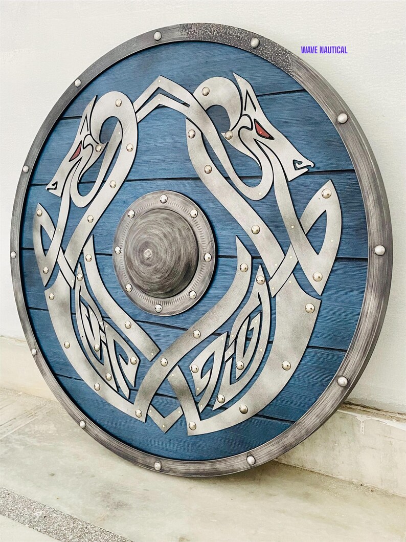Medieval Dragon Viking Wooden Round Shield with Wall Décor view 3