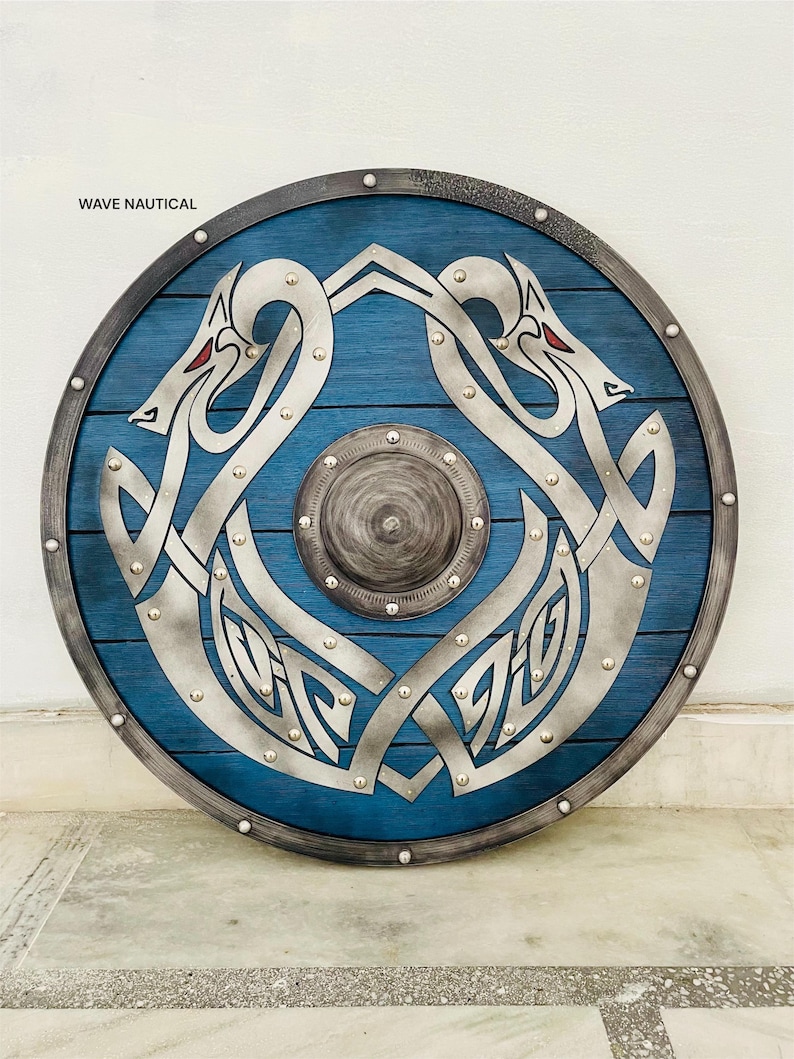 Medieval Dragon Viking Wooden Round Shield with Wall Décor view 5