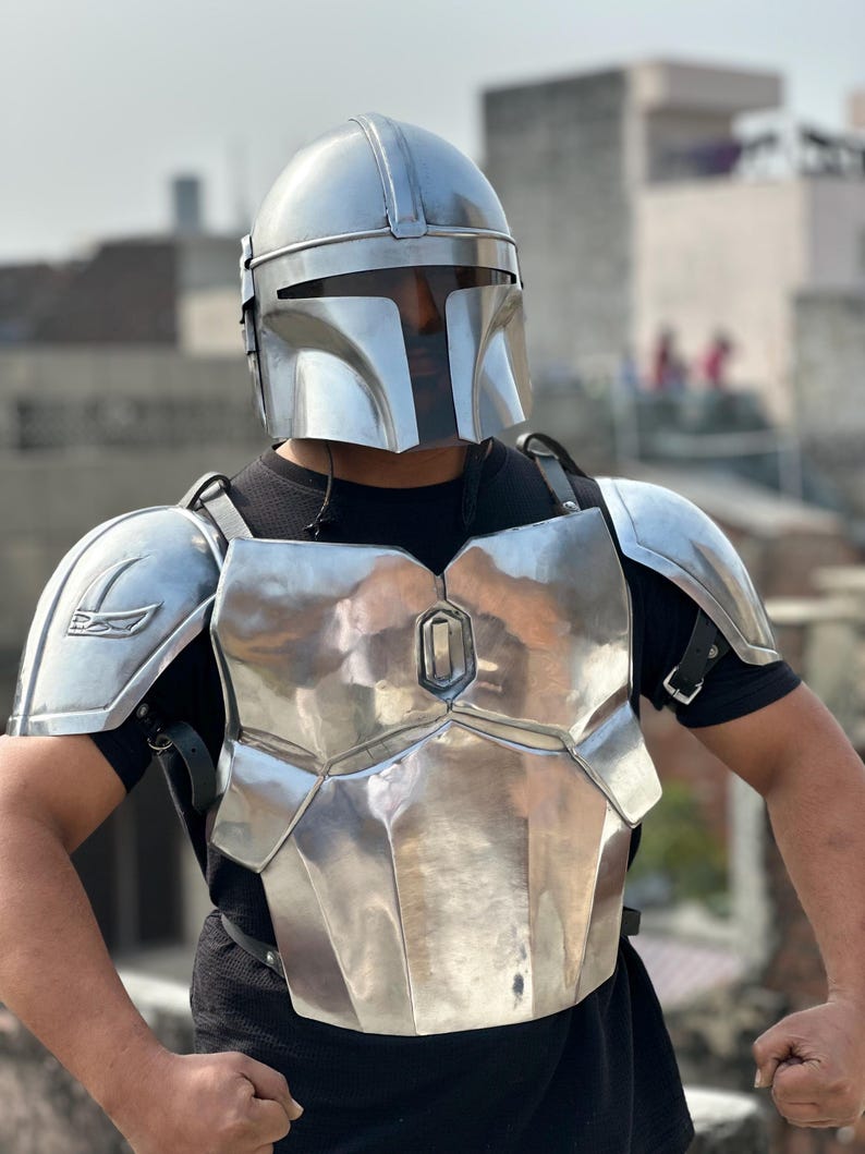 Mandalorian Inspired Beskar Armor Set for Sci-Fi Warrior LARP view 4
