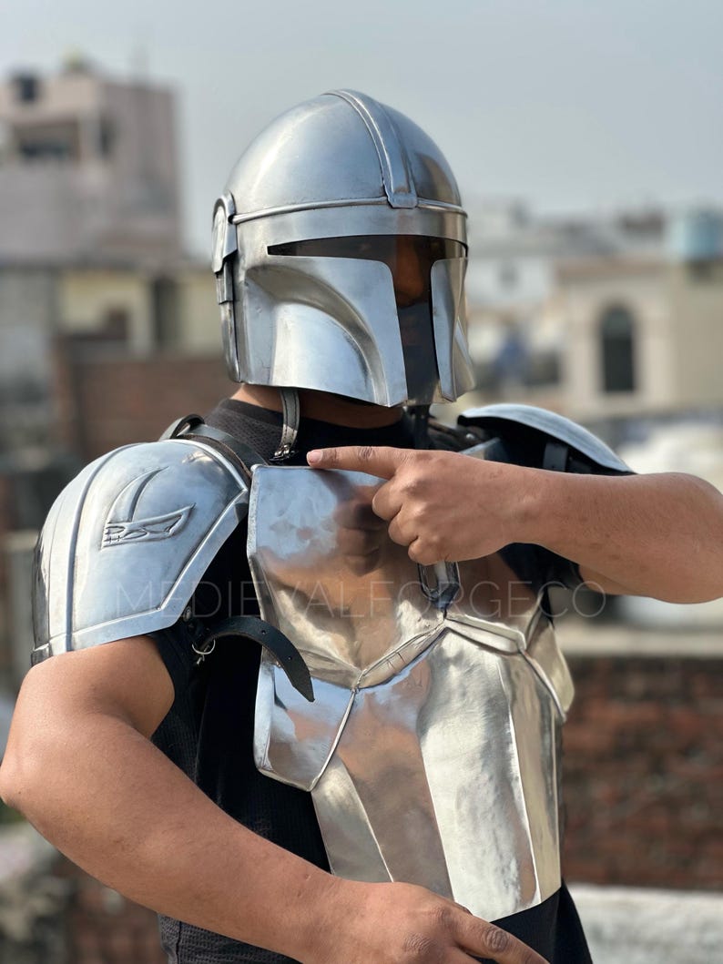 Mandalorian Inspired Beskar Armor Set for Sci-Fi Warrior LARP view 15
