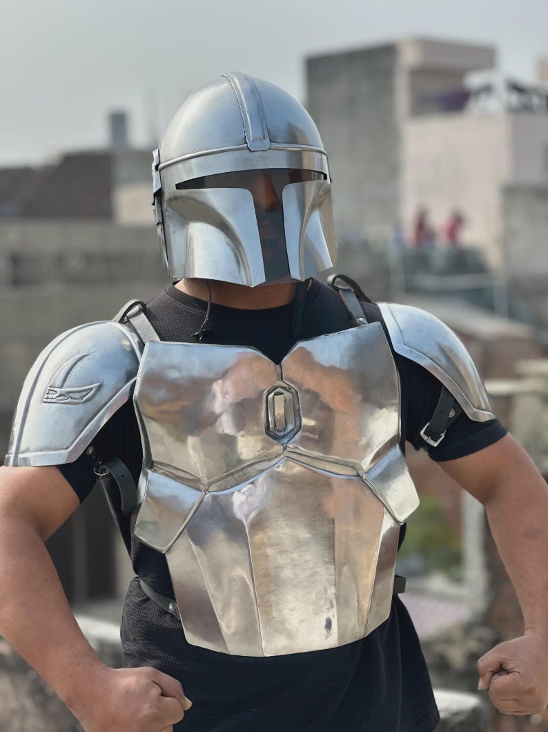Mandalorian Elite Black Steel Sci-Fi Warrior Armor Set view 8