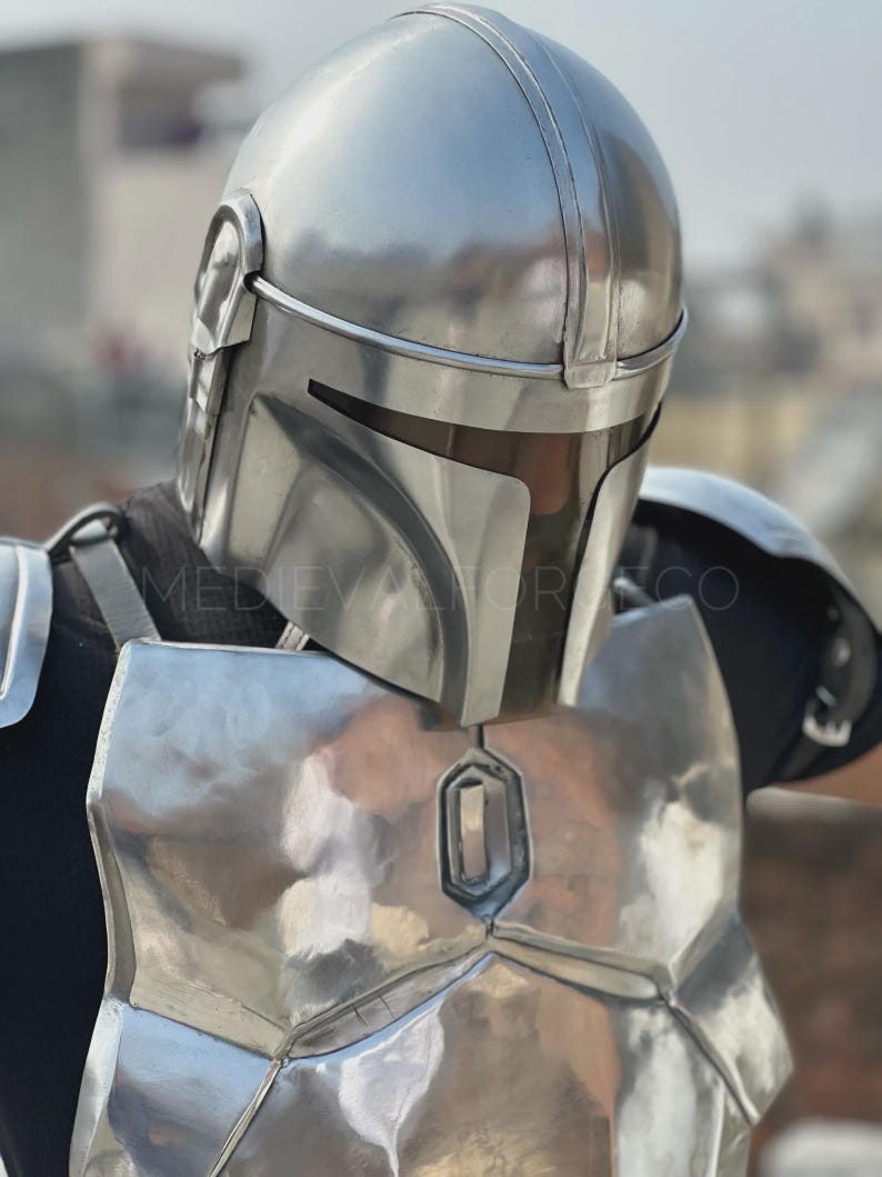 Mandalorian Elite Black Steel Sci-Fi Warrior Armor Set view 10
