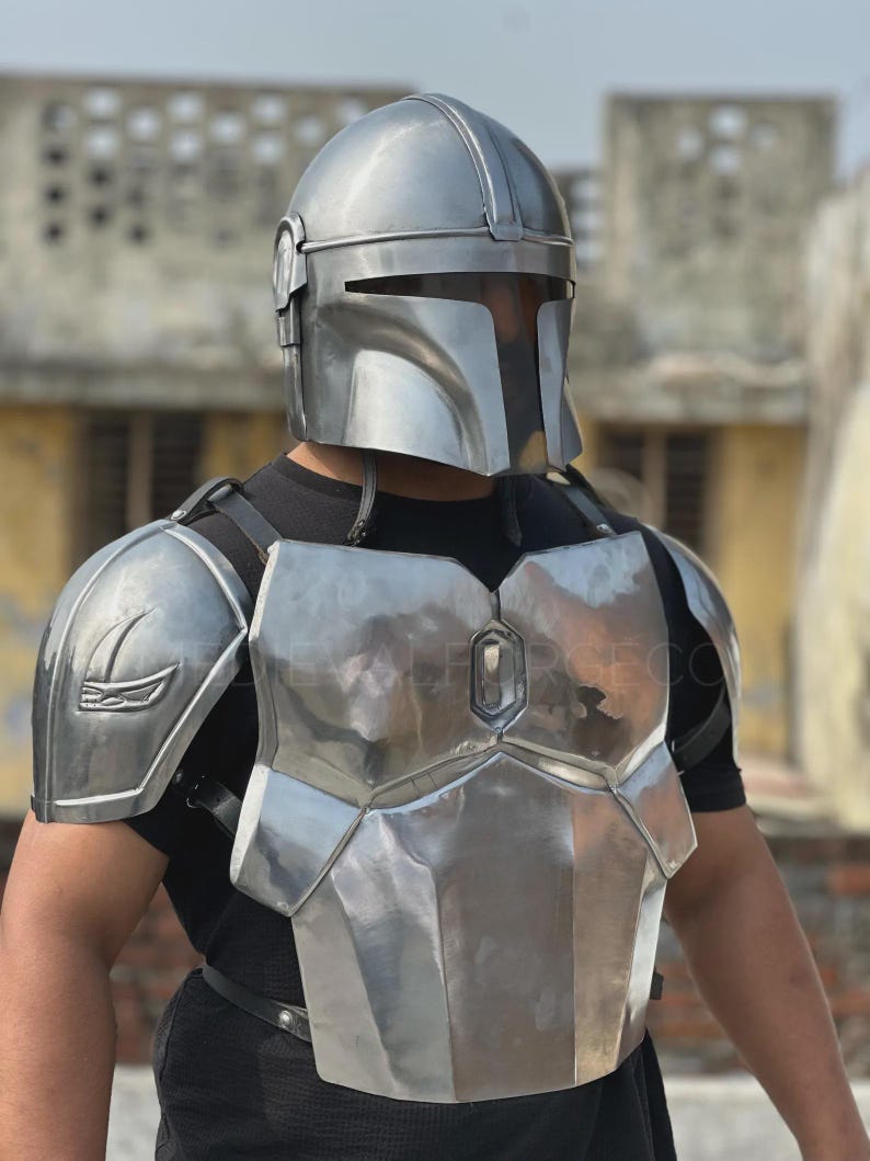 Mandalorian Elite Black Steel Sci-Fi Warrior Armor Set view 12