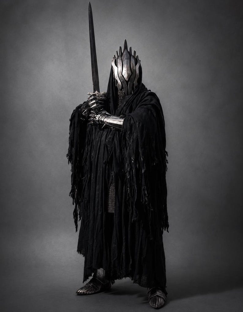 Ringwraith Cosplay Outfit with Witch-king of Angmar Dark Armor view 3