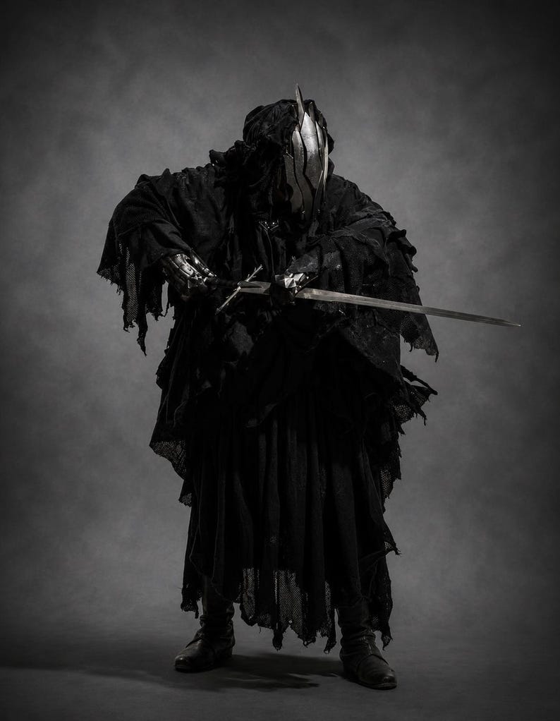 Ringwraith Cosplay Outfit with Witch-king of Angmar Dark Armor view 4