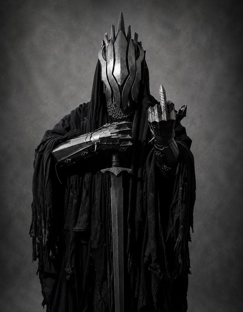 Ringwraith Cosplay Outfit with Witch-king of Angmar Dark Armor view 5